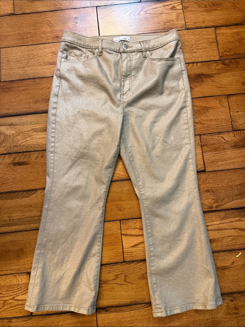 LOFT Metallic Taupe/Gold Ankle Jeans